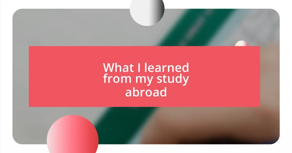 What I learned from my study abroad